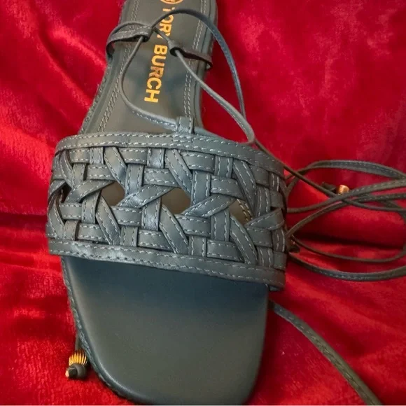 Tory Burch Blue Basketweave Espadrille Sandals-NIB SZ 8 - Picture 11 of 14